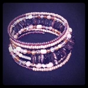 Beautiful Memory Wire Bangle Bracelet Brown tan